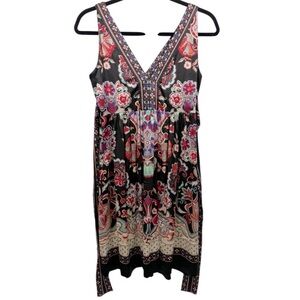 ECI Sleeveless Colorful Floral Print Silk Dress‎ 6